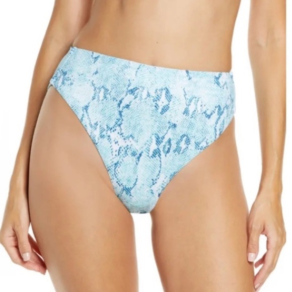 Chelsea 28 Easy retro high waisted swim bottoms Blue snakeskin Size XS New - Picture 2 of 6